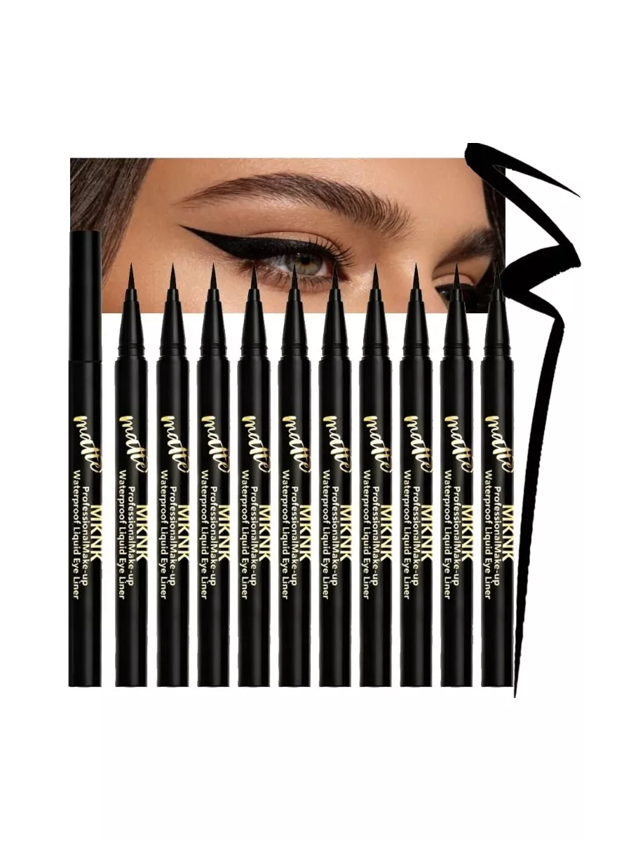 10 Piece Matte Black Liquid Eyeliner Set