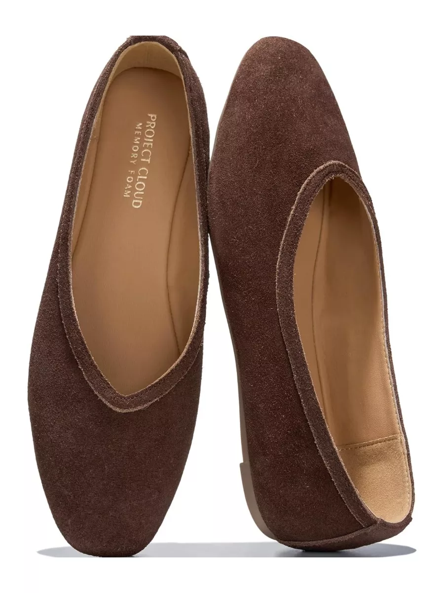 100% Genuine Leather Ballet Flats with Memory Foam Insole