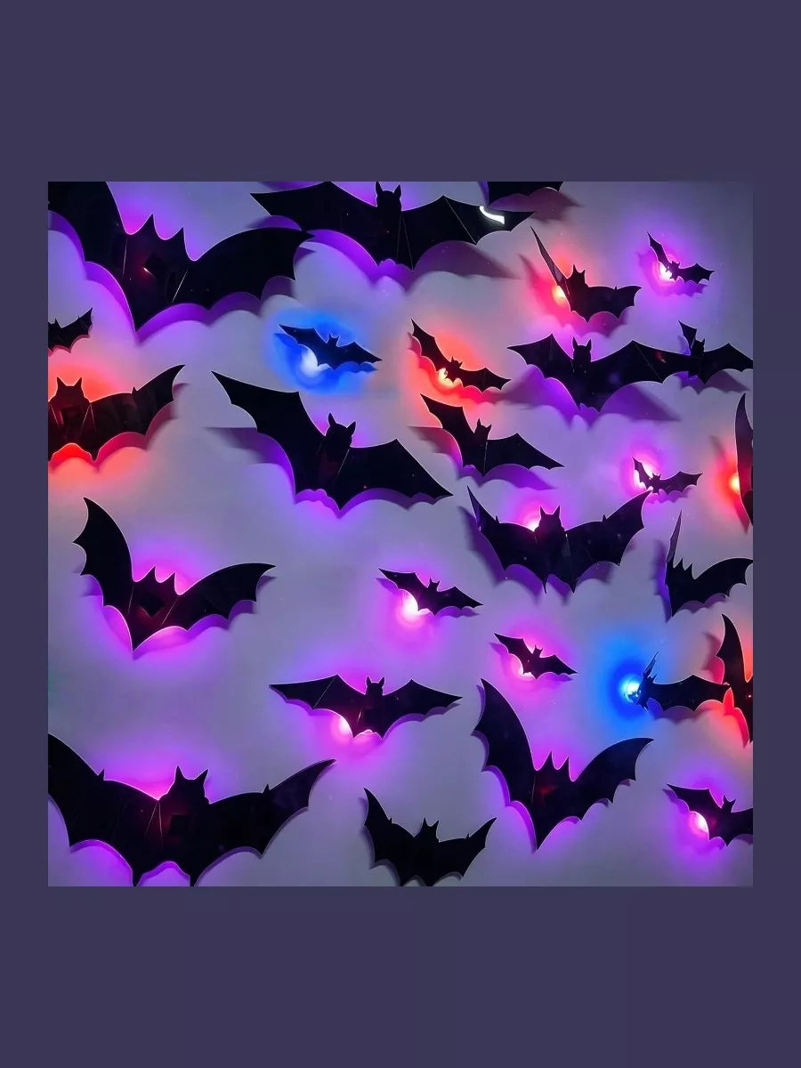 12 Pack Halloween Bats LED Wall Decor