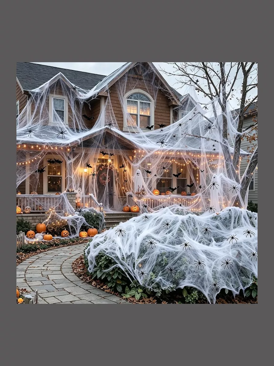 1400 Sq.Ft Halloween Spider Webs and Stretchy Cobwebs