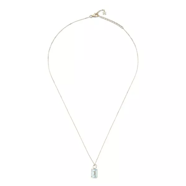 14K Emerald Cut Blue Topaz Necklace
