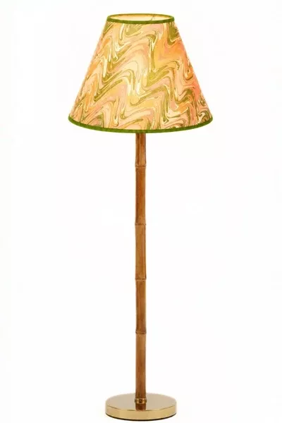 16" hand marbled empire lampshade in peony bloom