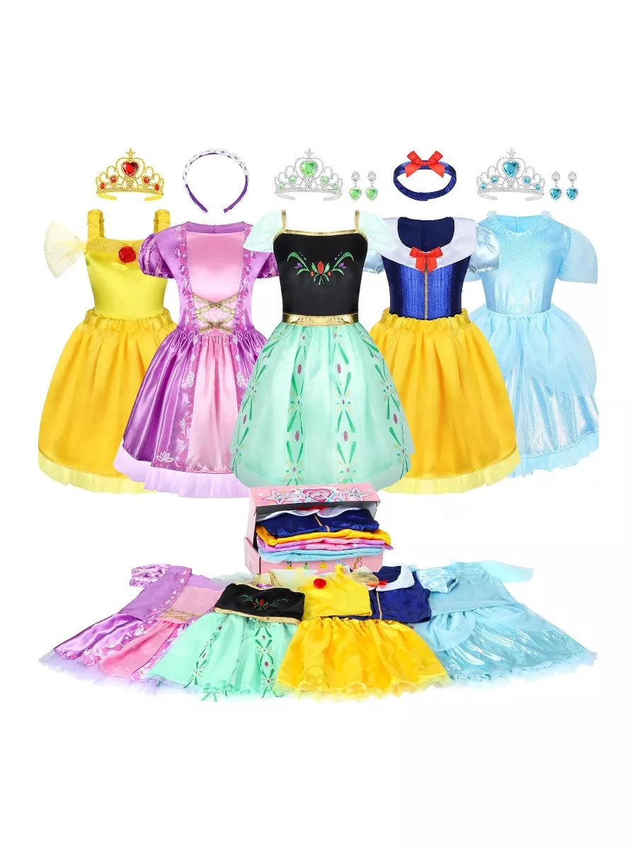 18-Piece Princess Dress Up Costume Set for Little Girls
