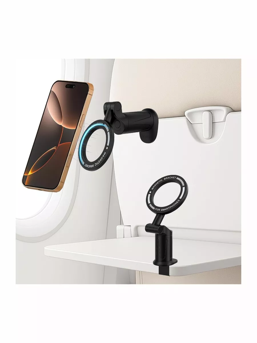 2 Pack Airplane Phone Holder Mount, Magnetic with Manual Twist Clamp