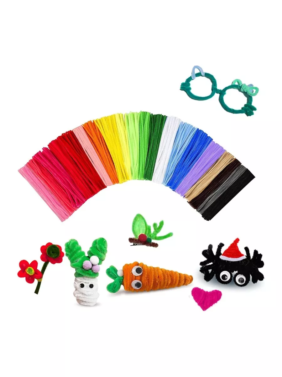 200-Piece Pipe Cleaners Craft Bulk, 20 Colors Chenille Stems