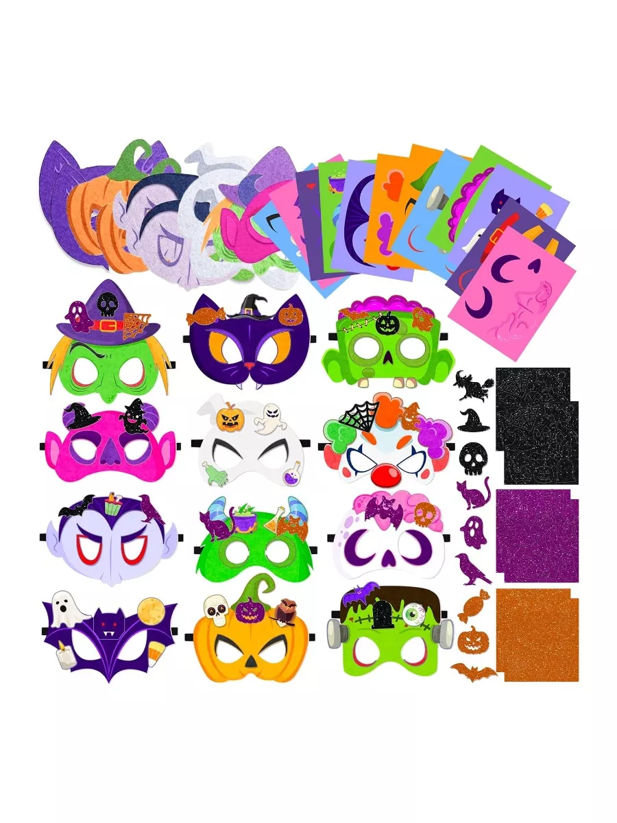24-Pack DIY Halloween Felt Masks Craft Kit