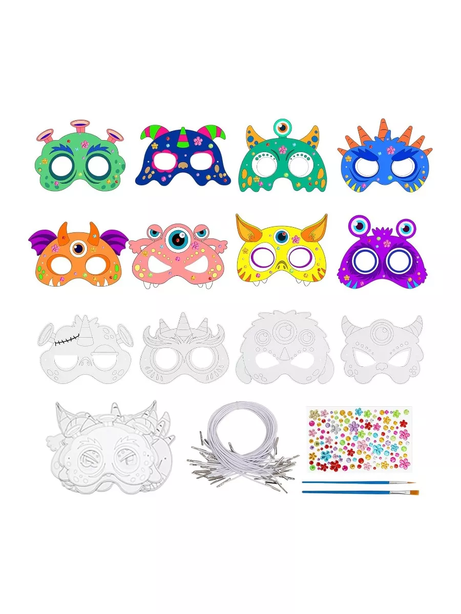24 Pcs Halloween Monster Crafts for Kids DIY Coloring Masks