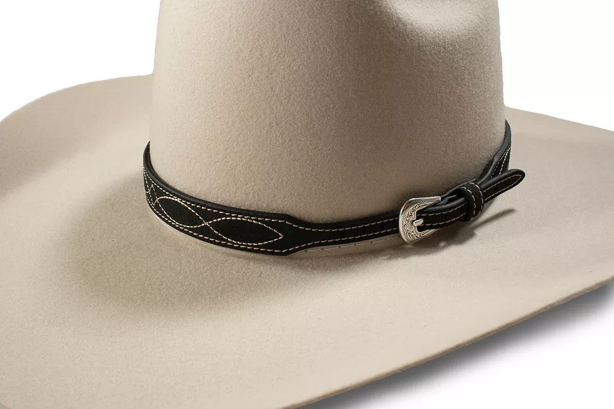 3D Black Roughout Boot Stitch Hatband