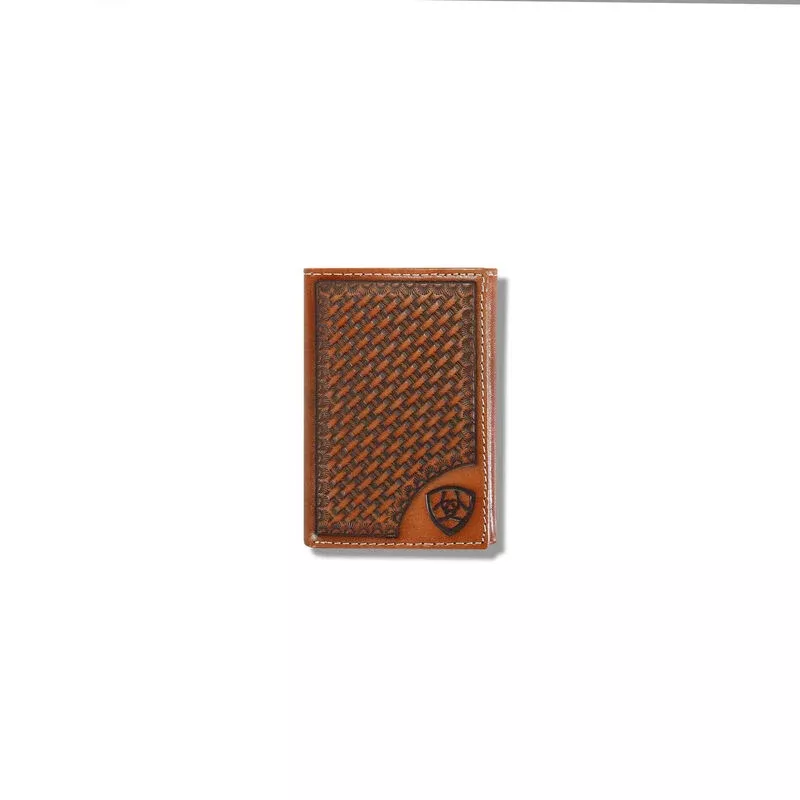 Ariat Trifold Basketweave Shield Wallet