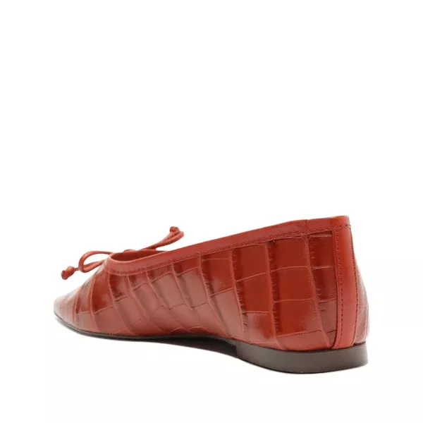 Arissa Crocodile Embossed Leather Flat