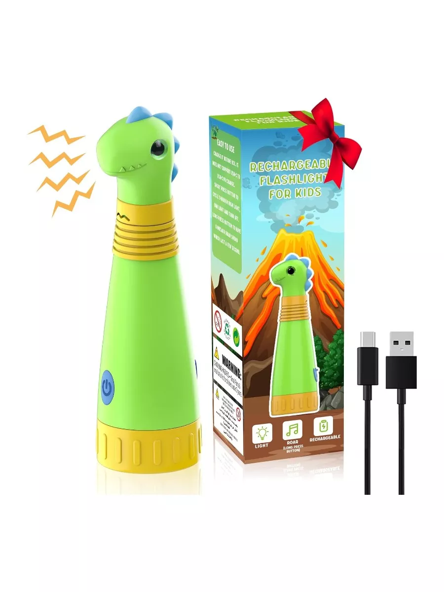 AUKSKY Rechargeable Dinosaur Flashlight for Kids