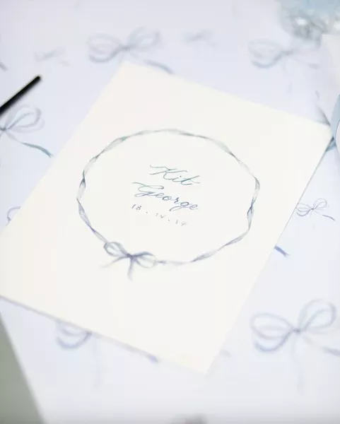 Baby Bow Print in Lake Blue
