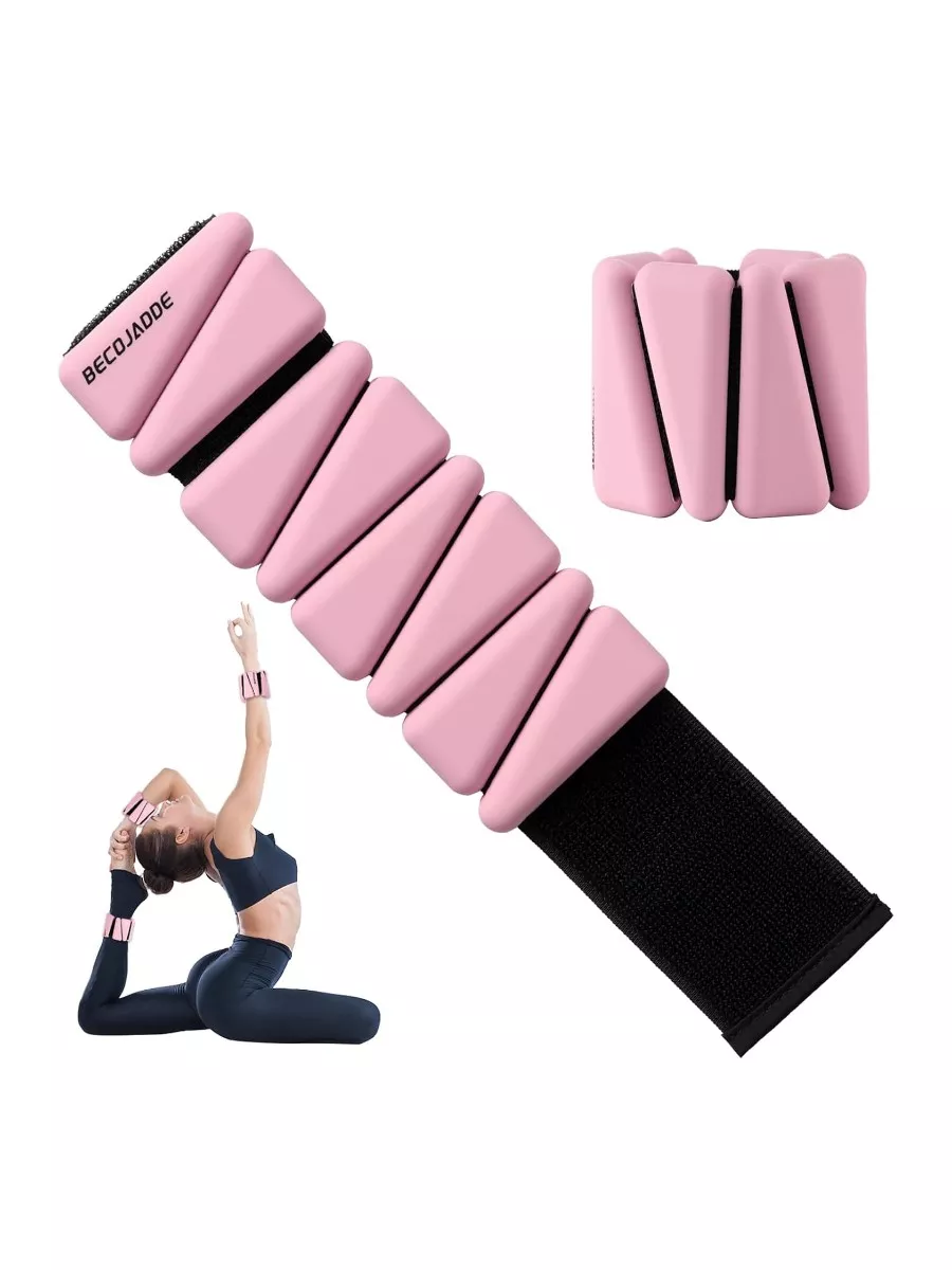 BECOJADDE Adjustable Wrist and Ankle Weights, Pink