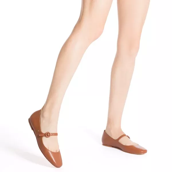 Blair Ballet Flat in Caramel Leather