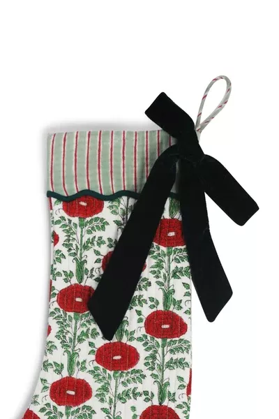 Blockprint Stocking in Araminta Green