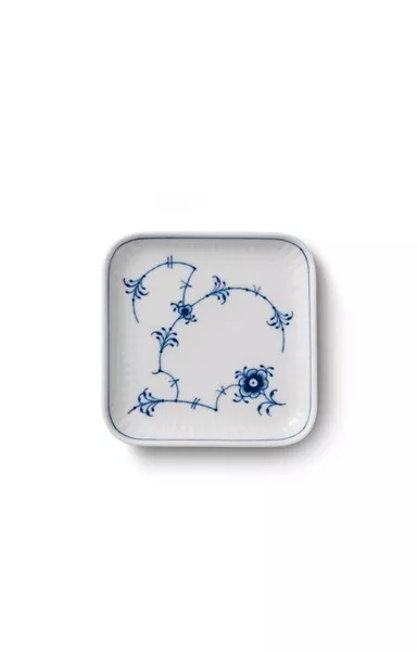 Blue Fluted Plain Plate Square 9cm 3.54"