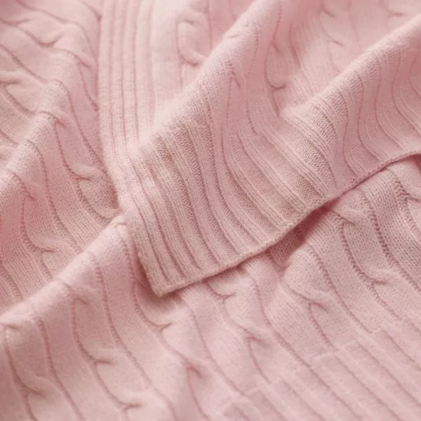 Cable Cashmere Throw in Pale Pink