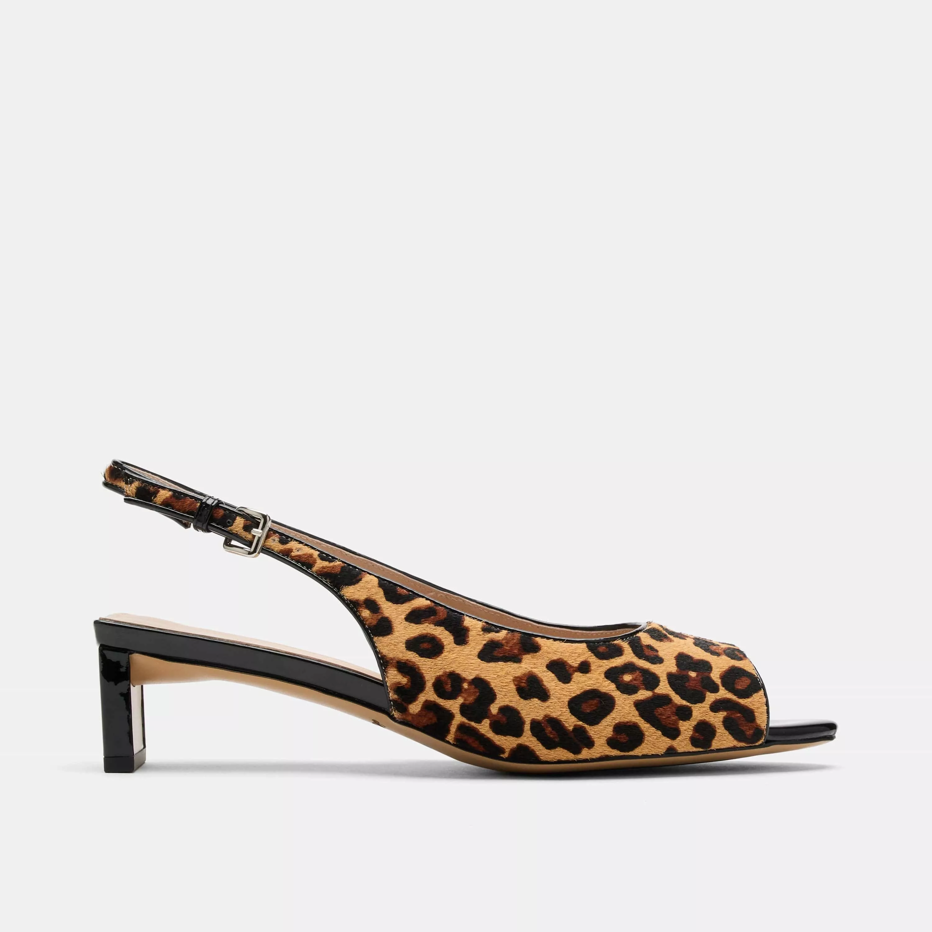 Carmen Leopard Suede Slingback Peep Toe Heels
