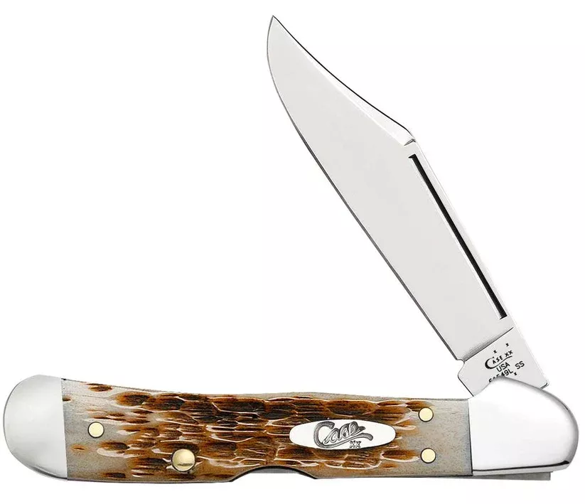 Case Peach Seed Jig Amber Bone Mini CopperLock