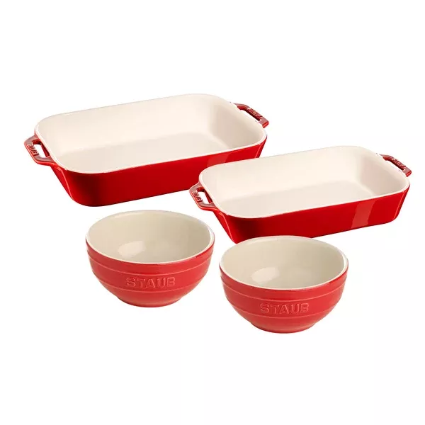 Ceramic 4 pc Baking Dish Set in Cherry
