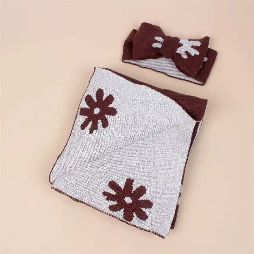 flower two-piece set • swaddle + bow