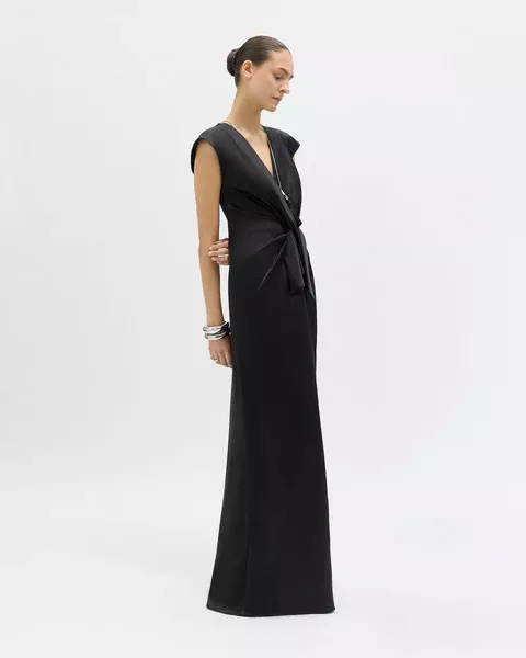 Flutter Sleeve Ava Gown in Noir