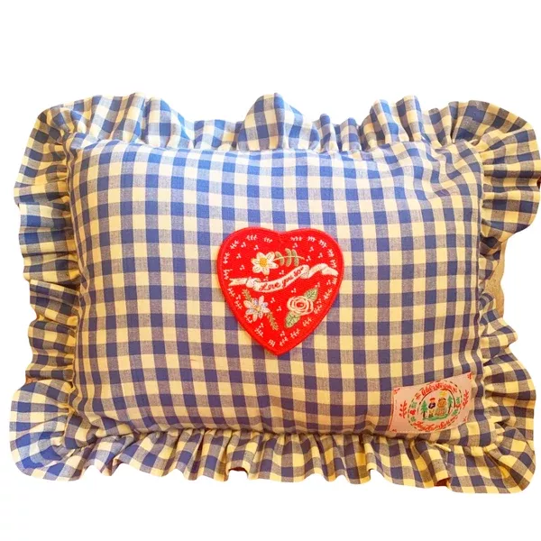 Gingham love you so rectangle ruffle pillow