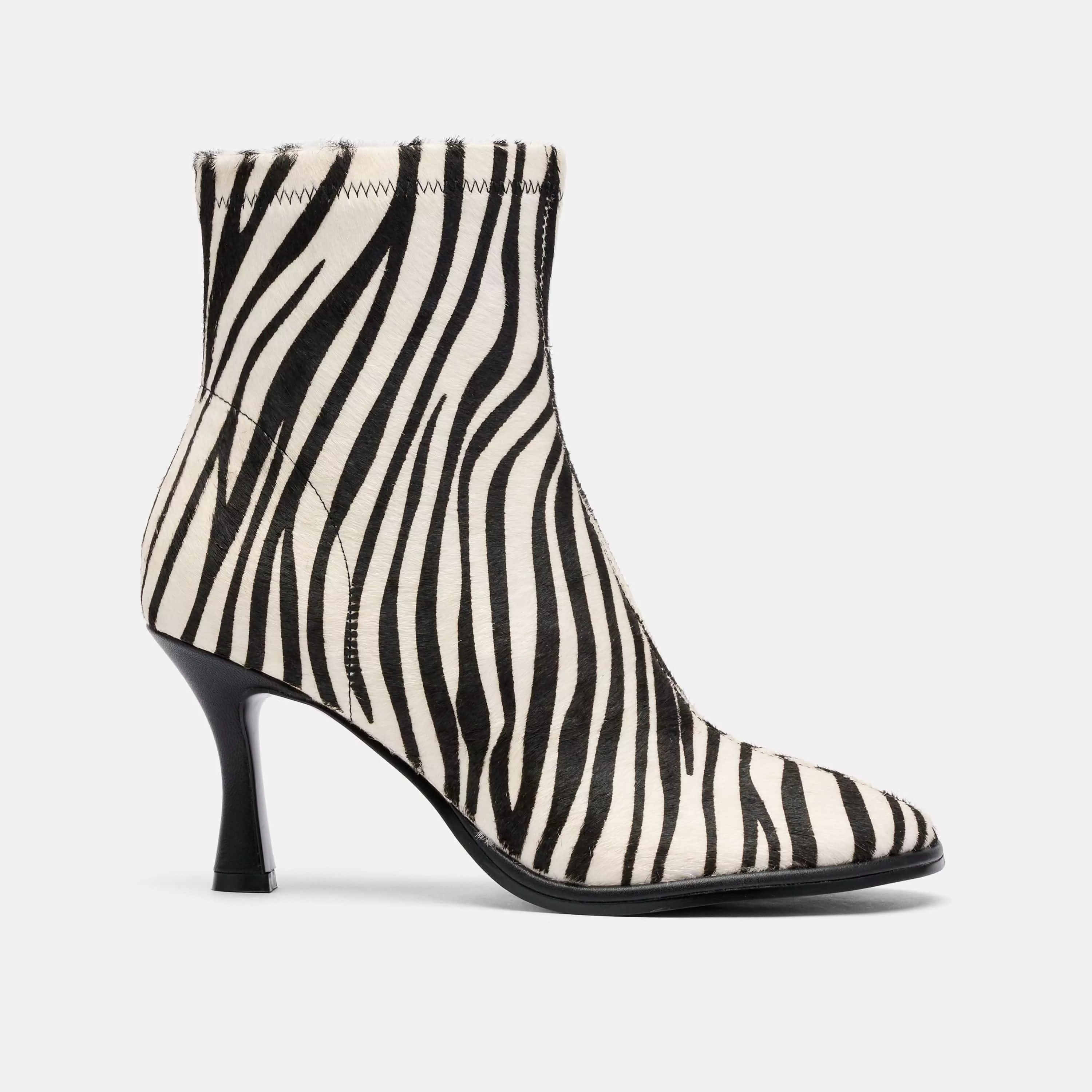 Gloria Zebra Leather Stiletto Ankle Boots