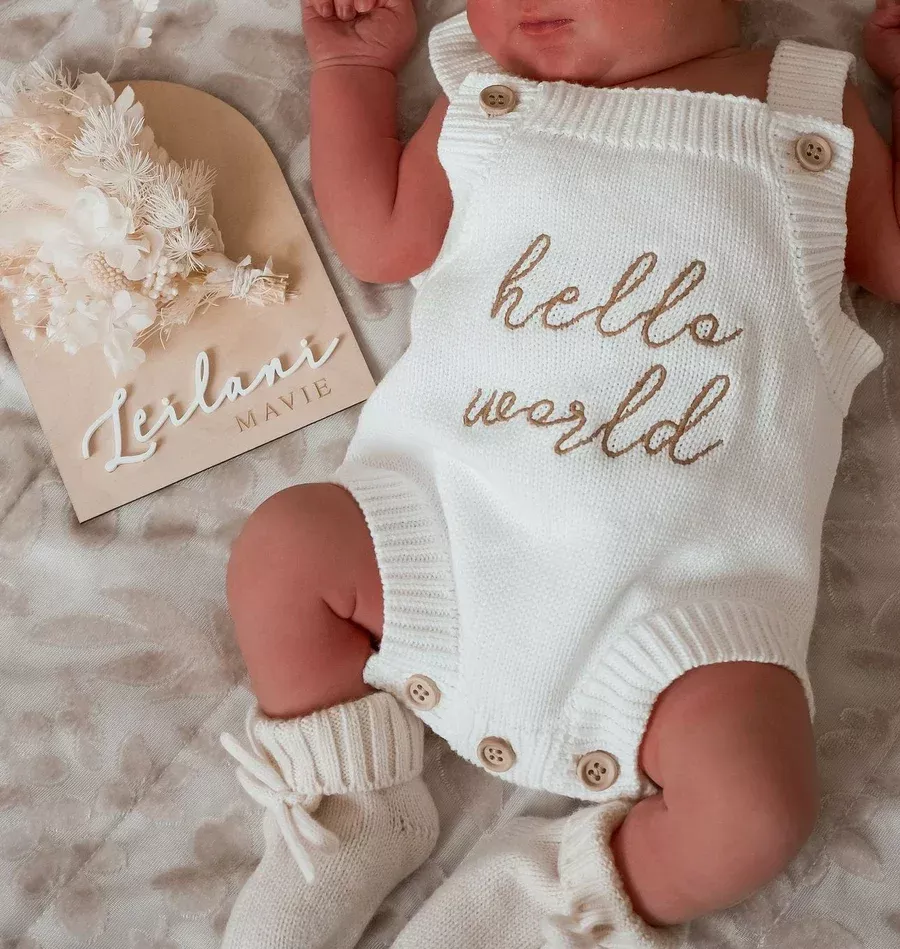 hello world singlet mini knit romper