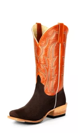 Horse Power Chocolate Suede Bucky Tangerine Boot