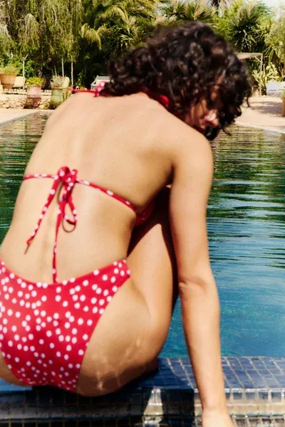 The Jane Bottom in Red Ikat Dot