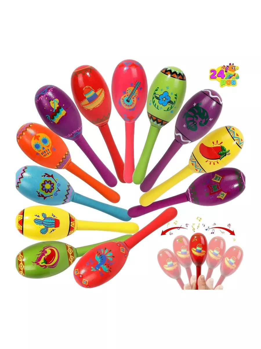 JOYIN 24-Piece Mini Wooden Maracas Party Favors