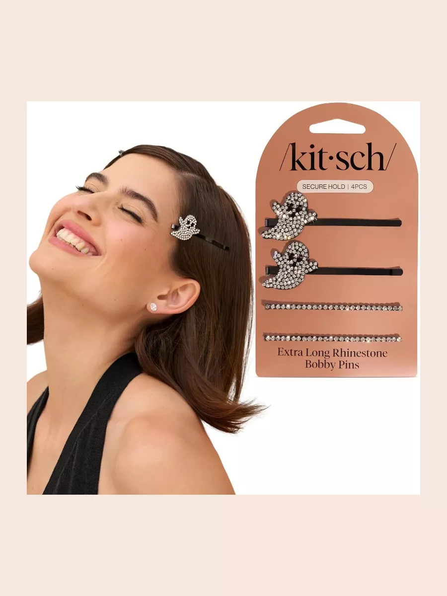 Kitsch Extra Long Metal Rhinestone Bobby Pins - 4pc Set