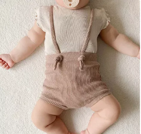 knit short overall romper