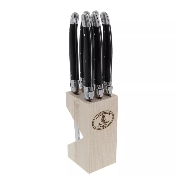 Knives in Block in Black, Set of 6