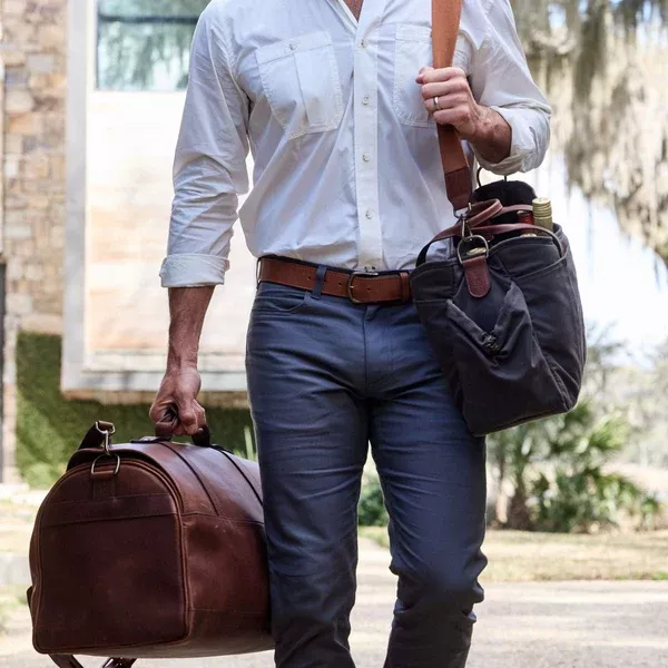 Leather Weekender Duffel Bag