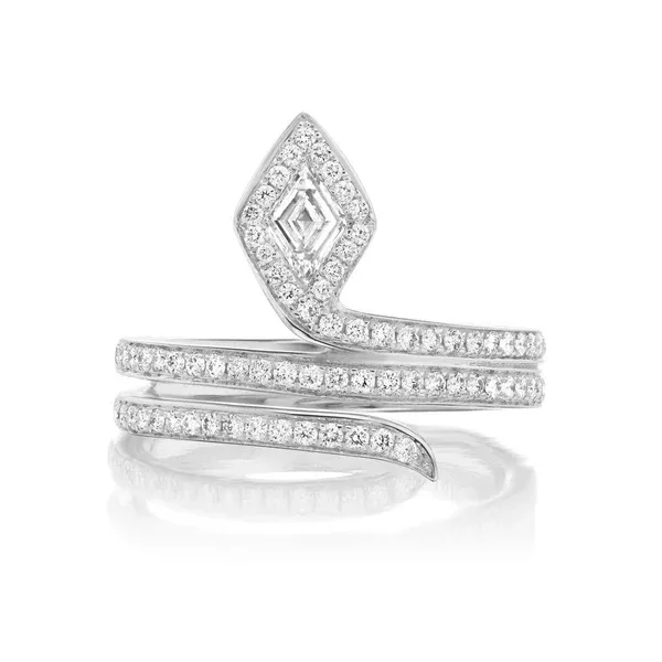 Lozenge diamond snake wraparound ring