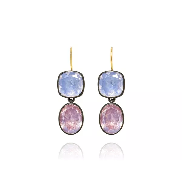 Luzia Cushion Oval Double Drop Earrings in Lavender Moon Quartz