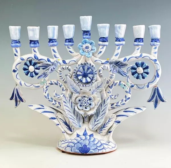 Menorah Blue and White