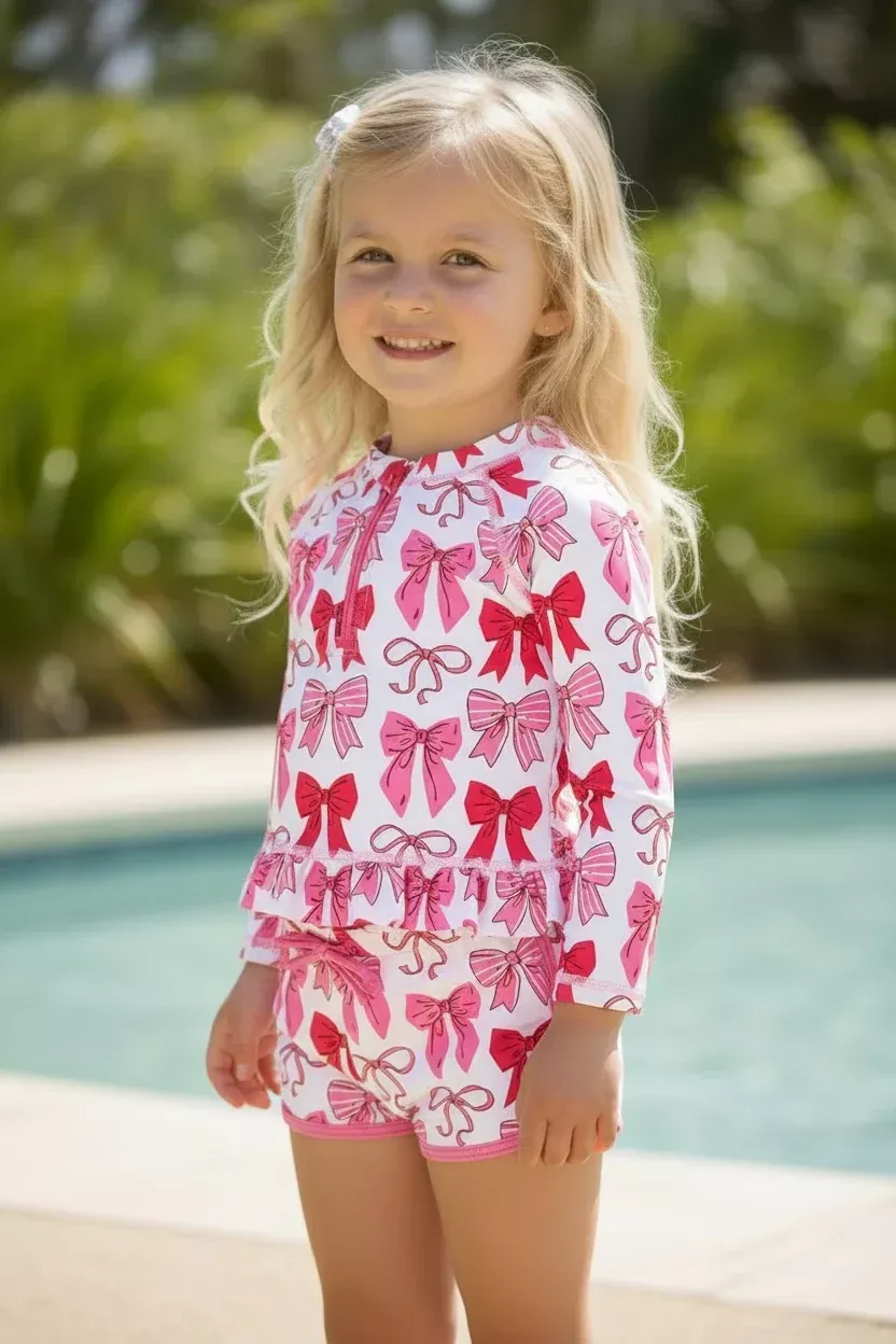 Multi-printed Coquette Swimsuit Set