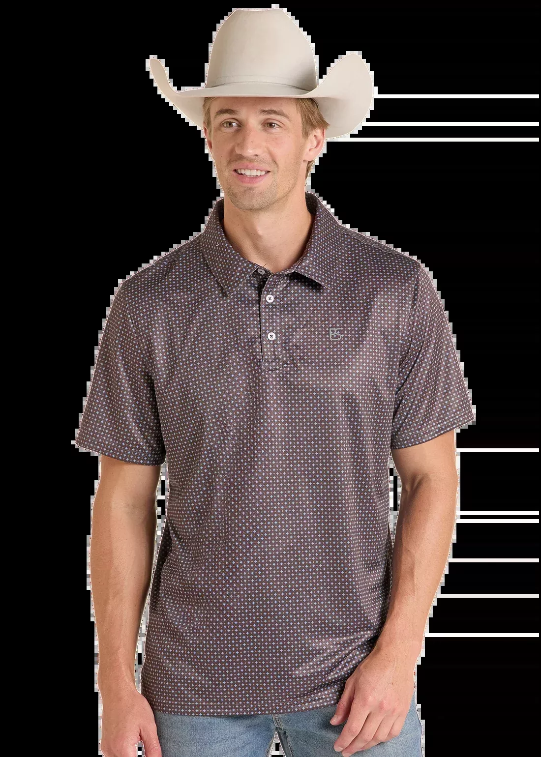 Panhandle Slim Brown Geometric Performance Polo