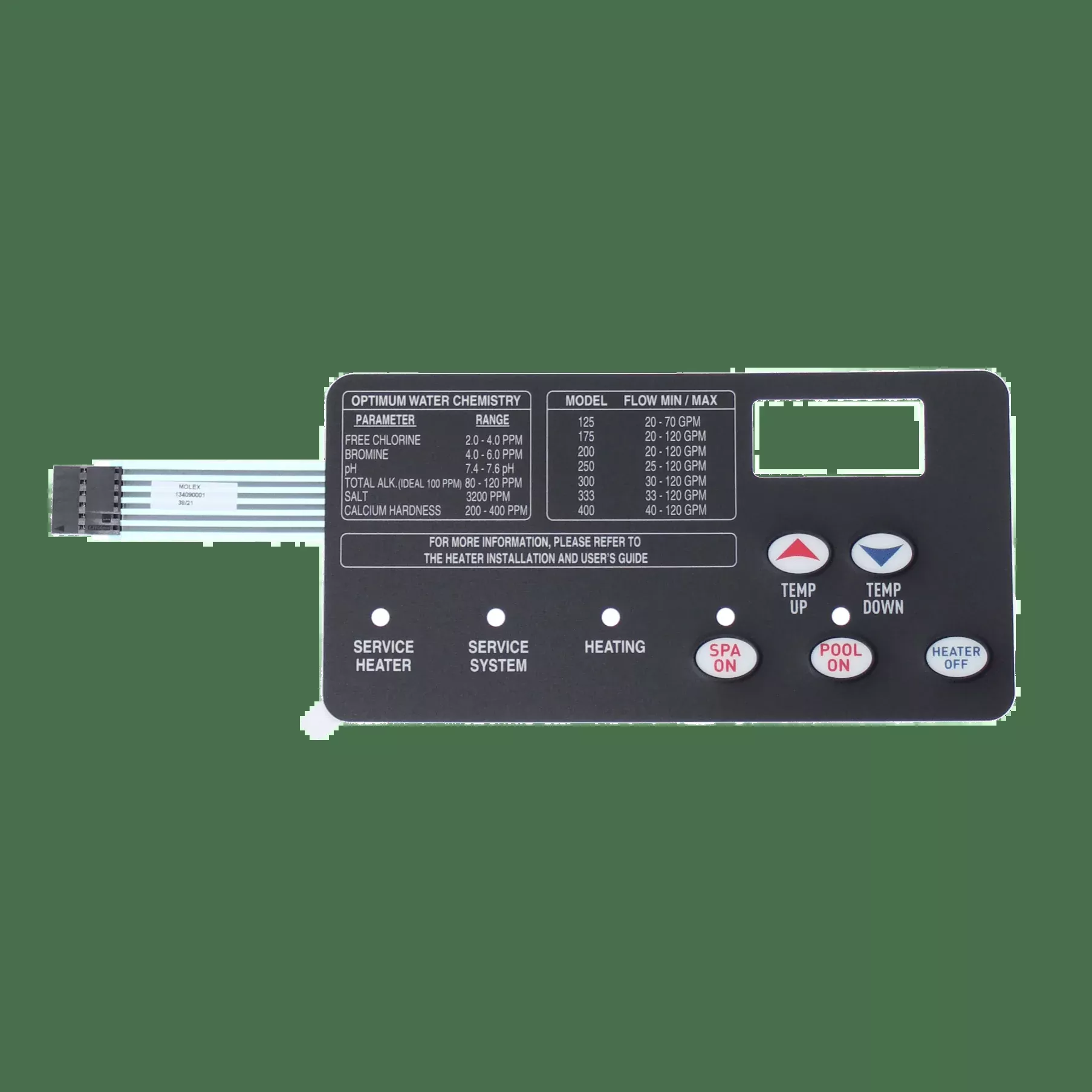 Pentair 472610Z Switch Membrane Pad Replacement MasterTemp Pool and Spa Heater Electrical System