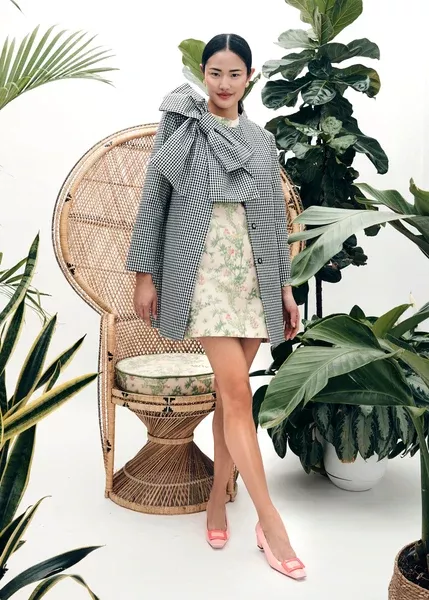 Phoebe coat in gingham jacquard