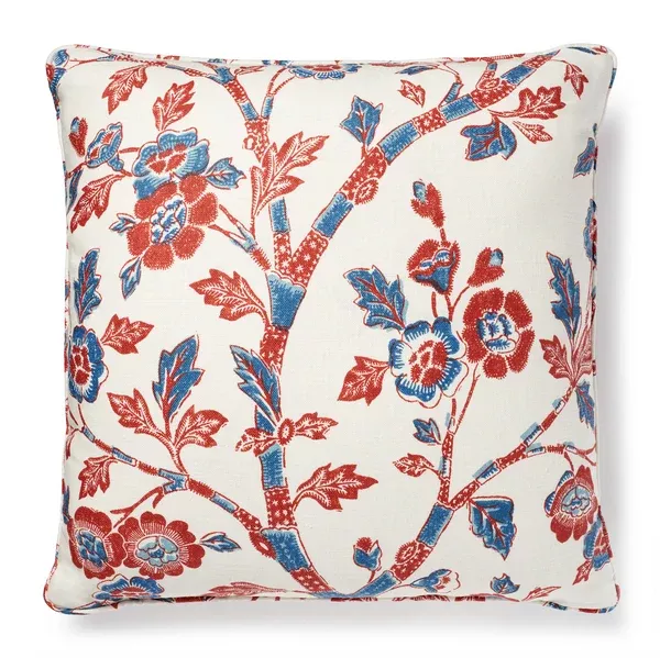 Printed pillow in malabar & red