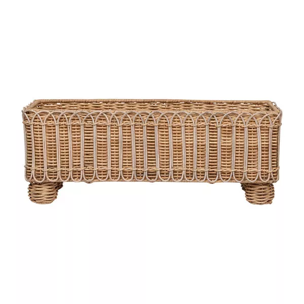 Provence Rattan Rectangular Planter in Whitewash