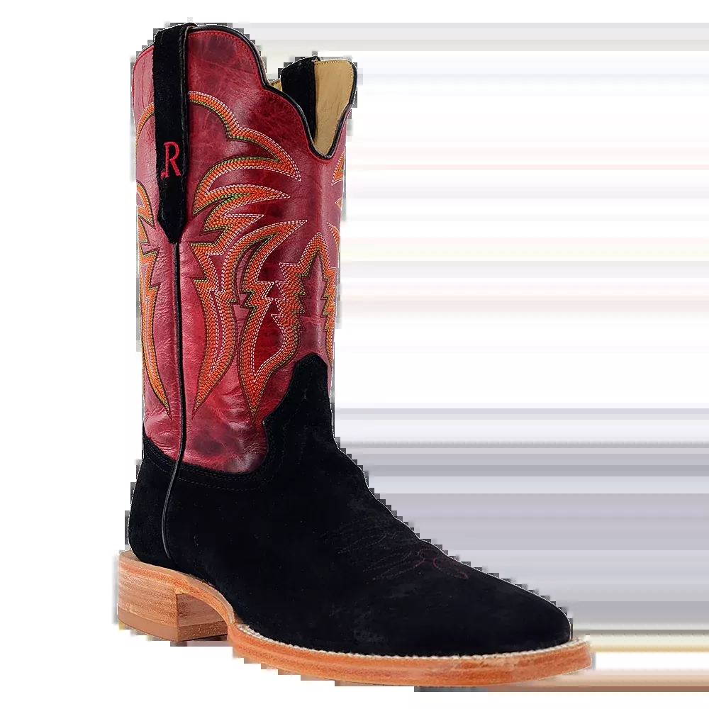 R. Watson Men’s Barn Red and Black Boar Wide Square 11″ Boot