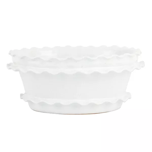 Rustic Garden White Ruffle Oval Planter
