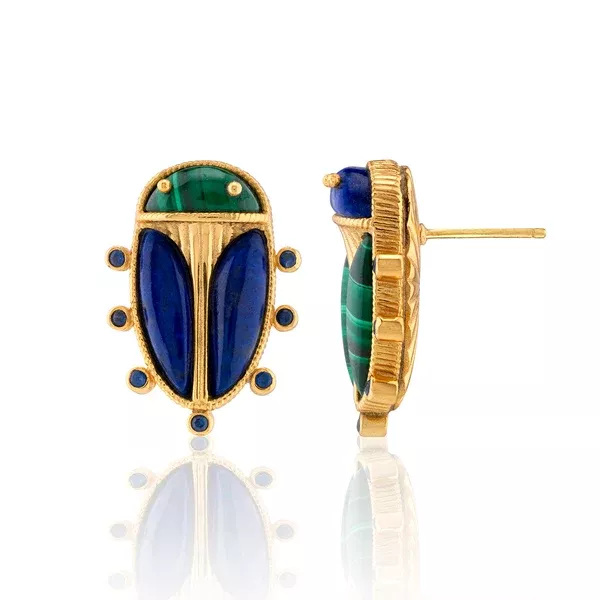 Scarab mismatched stud earrings in multi