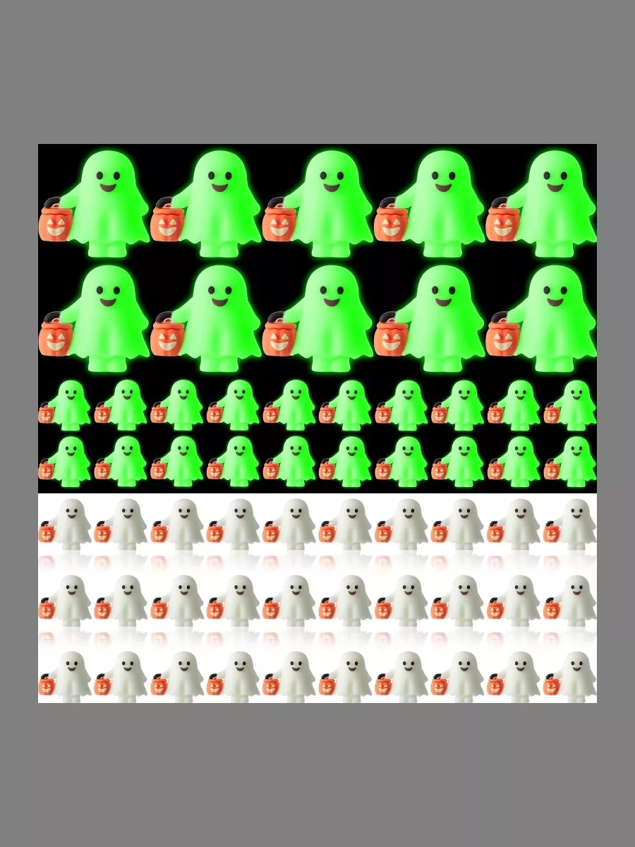 Simgoing Luminous Mini Ghost Figures with Pumpkin 60-Piece Set