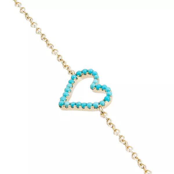 Turquoise Heart Charm Bracelet